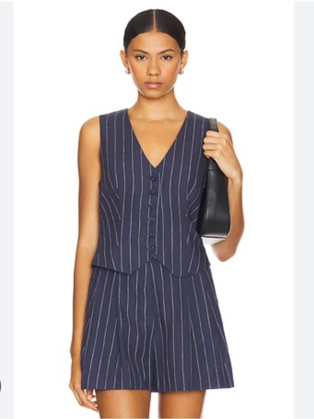 ASTR the Label Navy Pinstripe Vest and Shorts Set